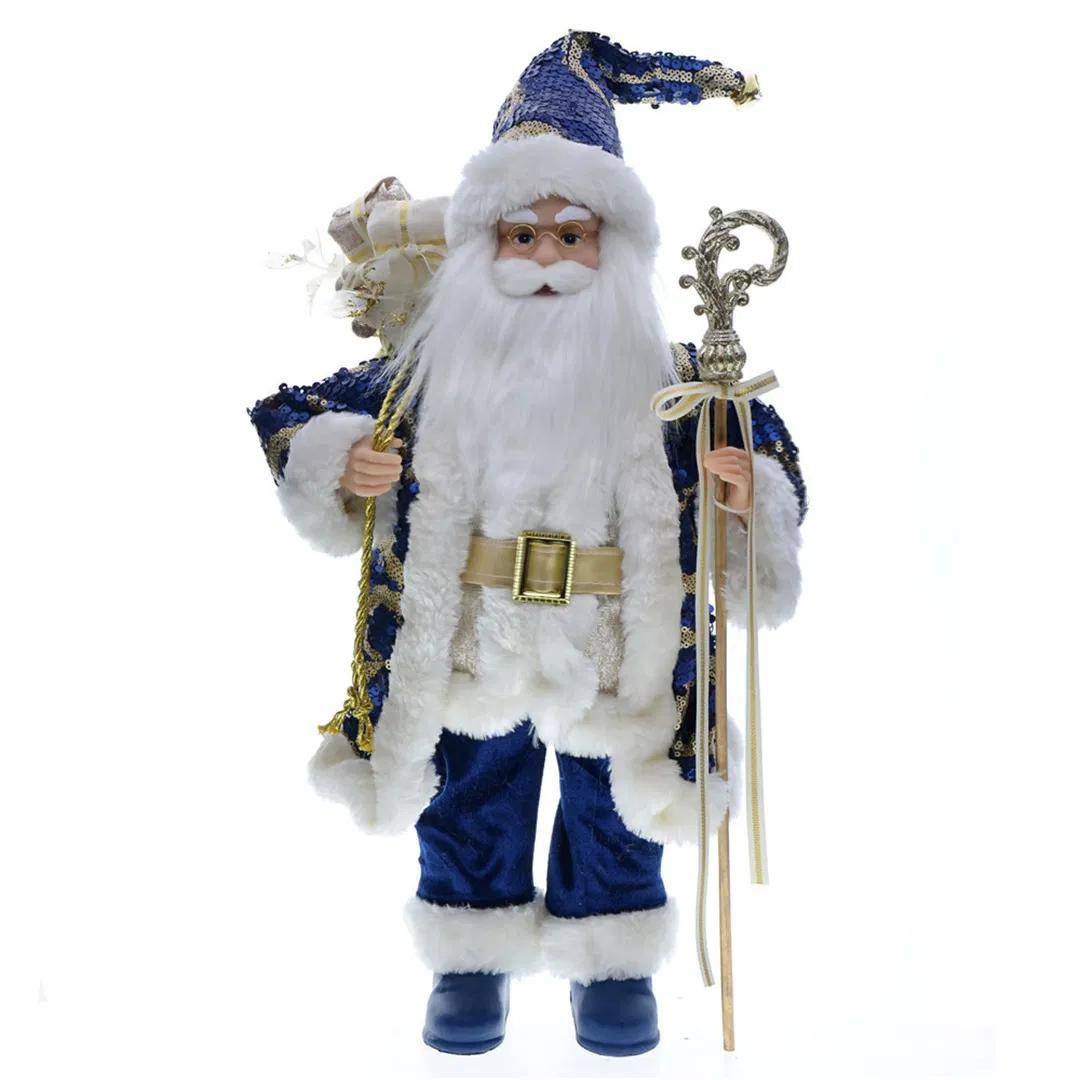45cm Blue Sequins Santa Claus Doll - Premium Christmas Decoration Ornament
