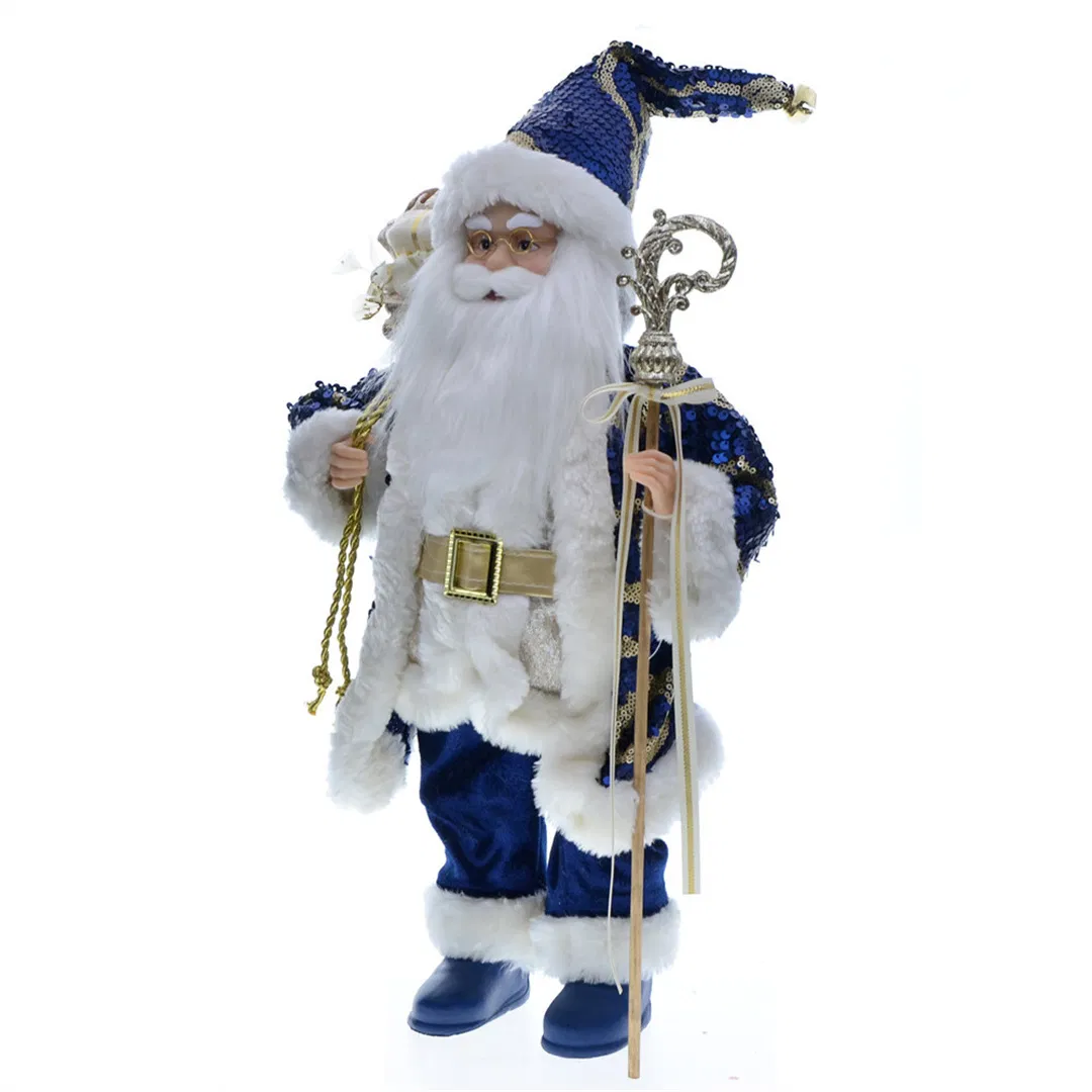 45cm Blue Sequins Santa Claus Doll - Premium Christmas Decoration Ornament