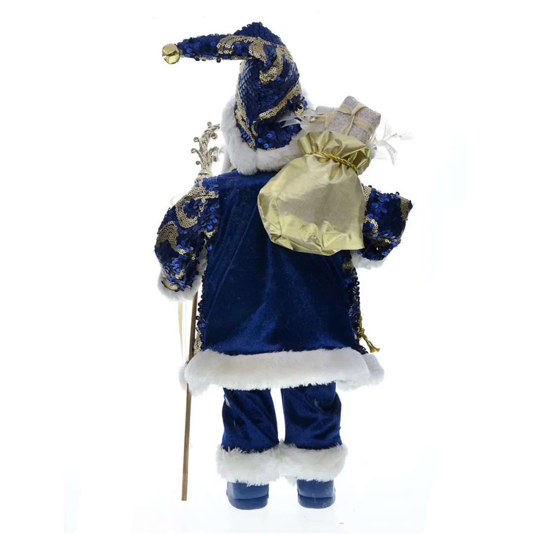 45cm Blue Sequins Santa Claus Doll - Premium Christmas Decoration Ornament