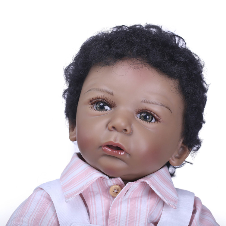 50cm Realistic African American Reborn Baby Doll Silicone Full Body Boy Toy for Kids Ages 3+