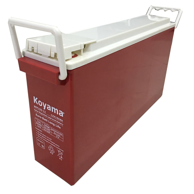 High Capacity 155Ah AGM Sealed Lead Acid Battery with Front Access Terminals - 12V Design