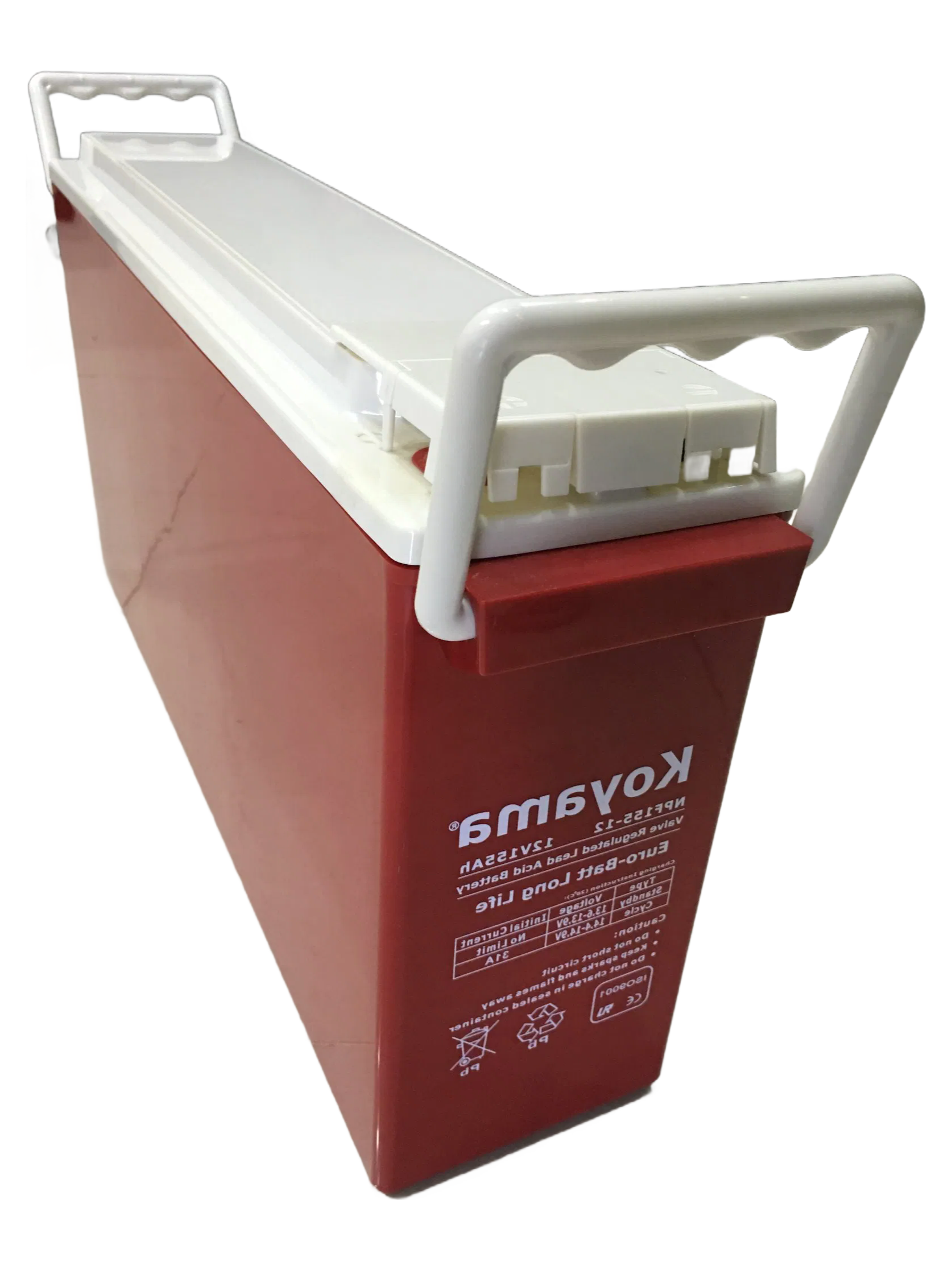 High Capacity 155Ah AGM Sealed Lead Acid Battery with Front Access Terminals - 12V Design