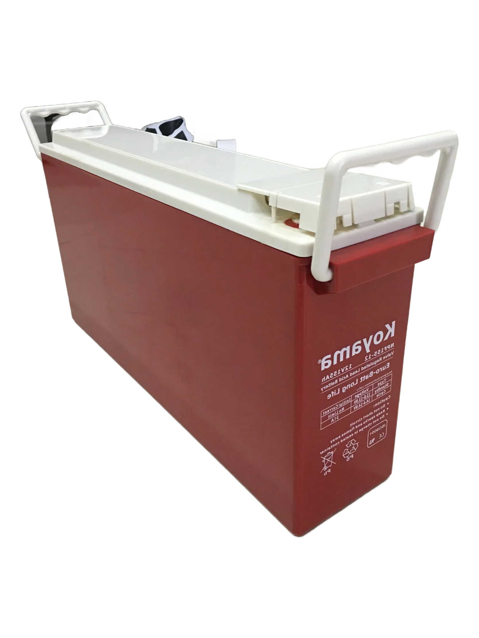 High Capacity 155Ah AGM Sealed Lead Acid Battery with Front Access Terminals - 12V Design