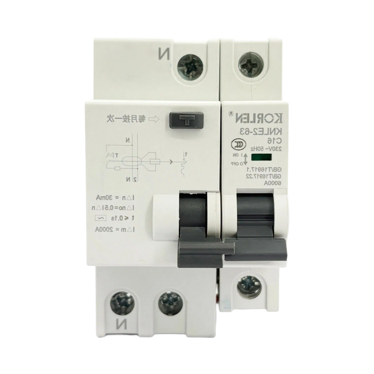 KNLE2-63 C16 High-Speed Circuit Breaker with Overcurrent Protection 16A Frame Class