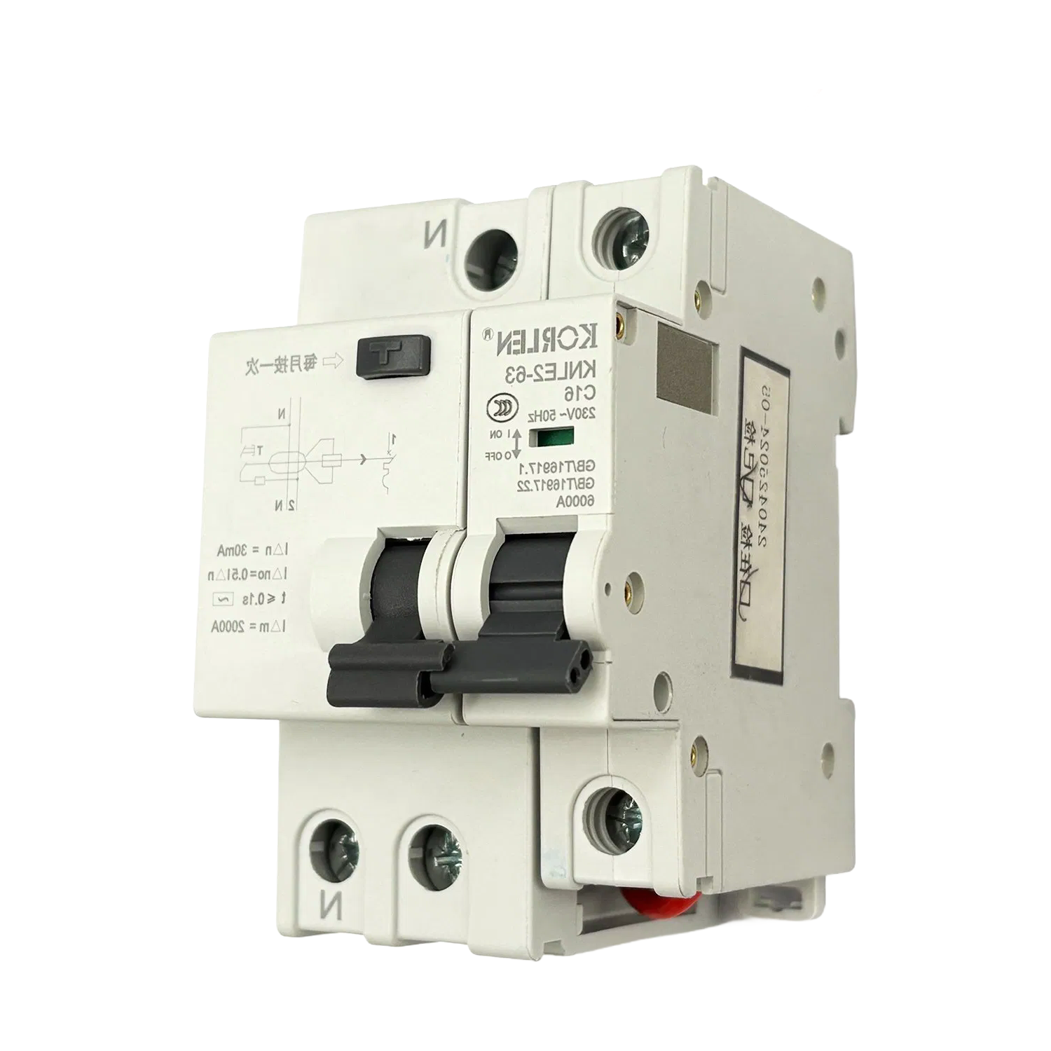 KNLE2-63 C16 High-Speed Circuit Breaker with Overcurrent Protection 16A Frame Class