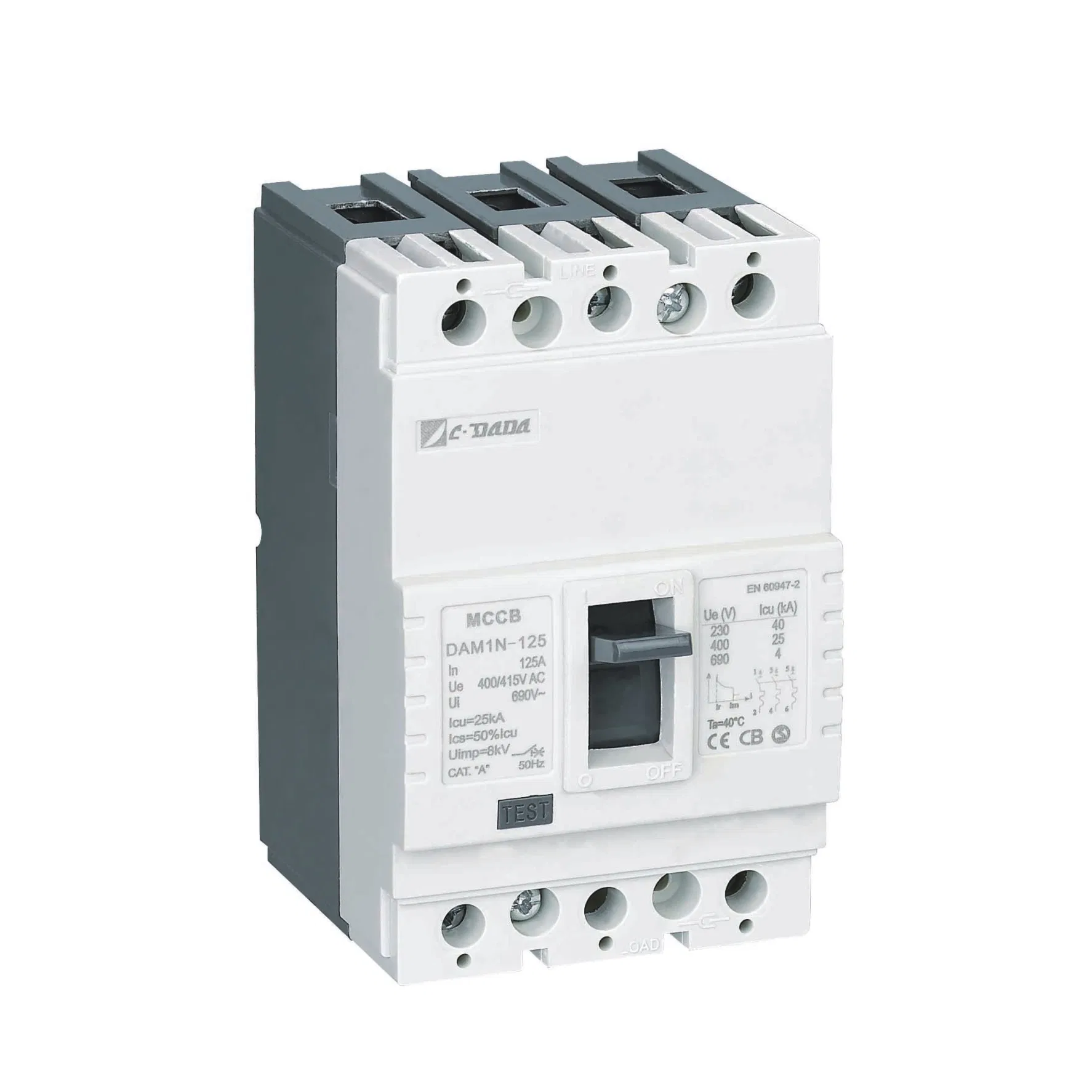 High Performance DAM1 Series MCCB Circuit Breaker with 35kA Breaking Capacity