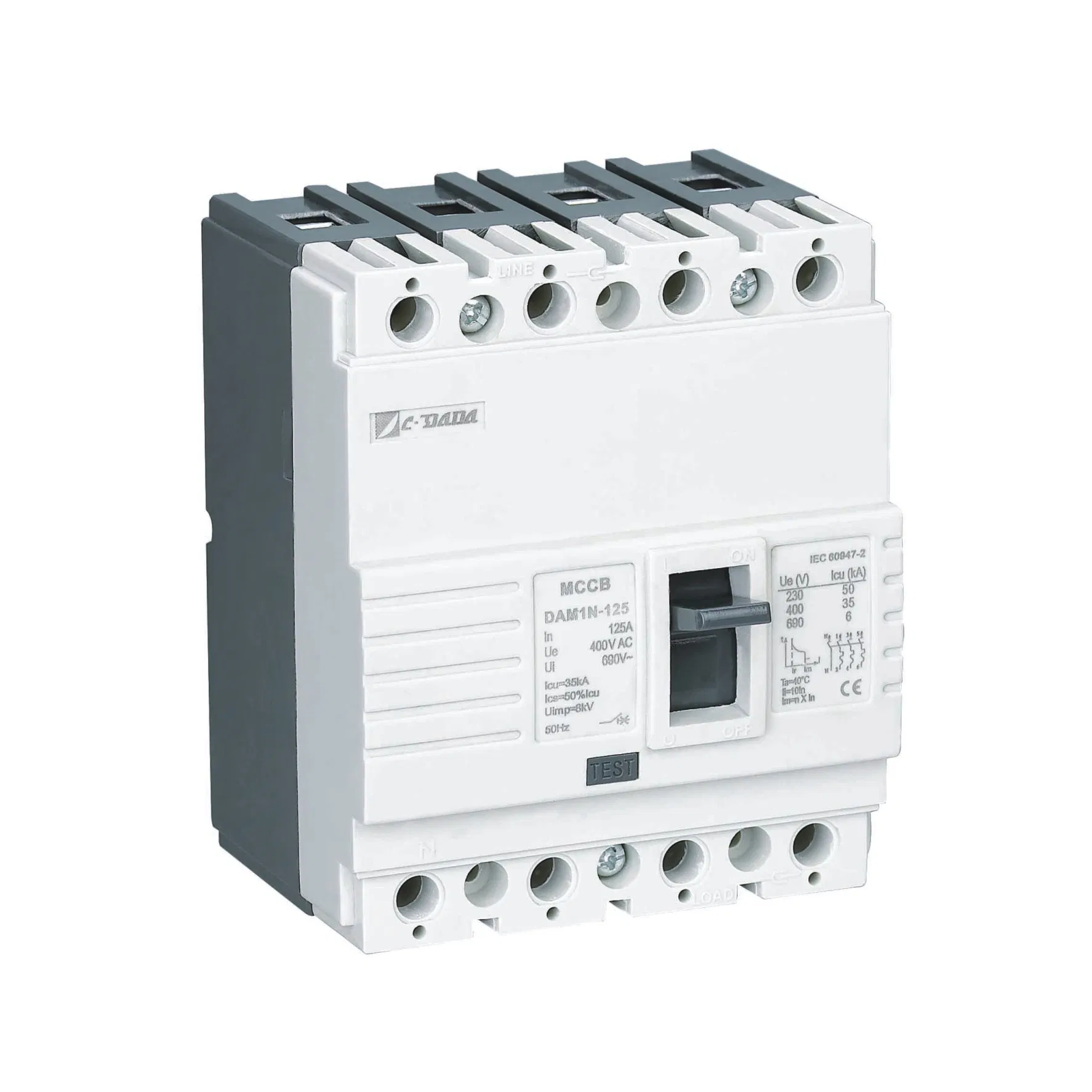 High Performance DAM1 Series MCCB Circuit Breaker with 35kA Breaking Capacity