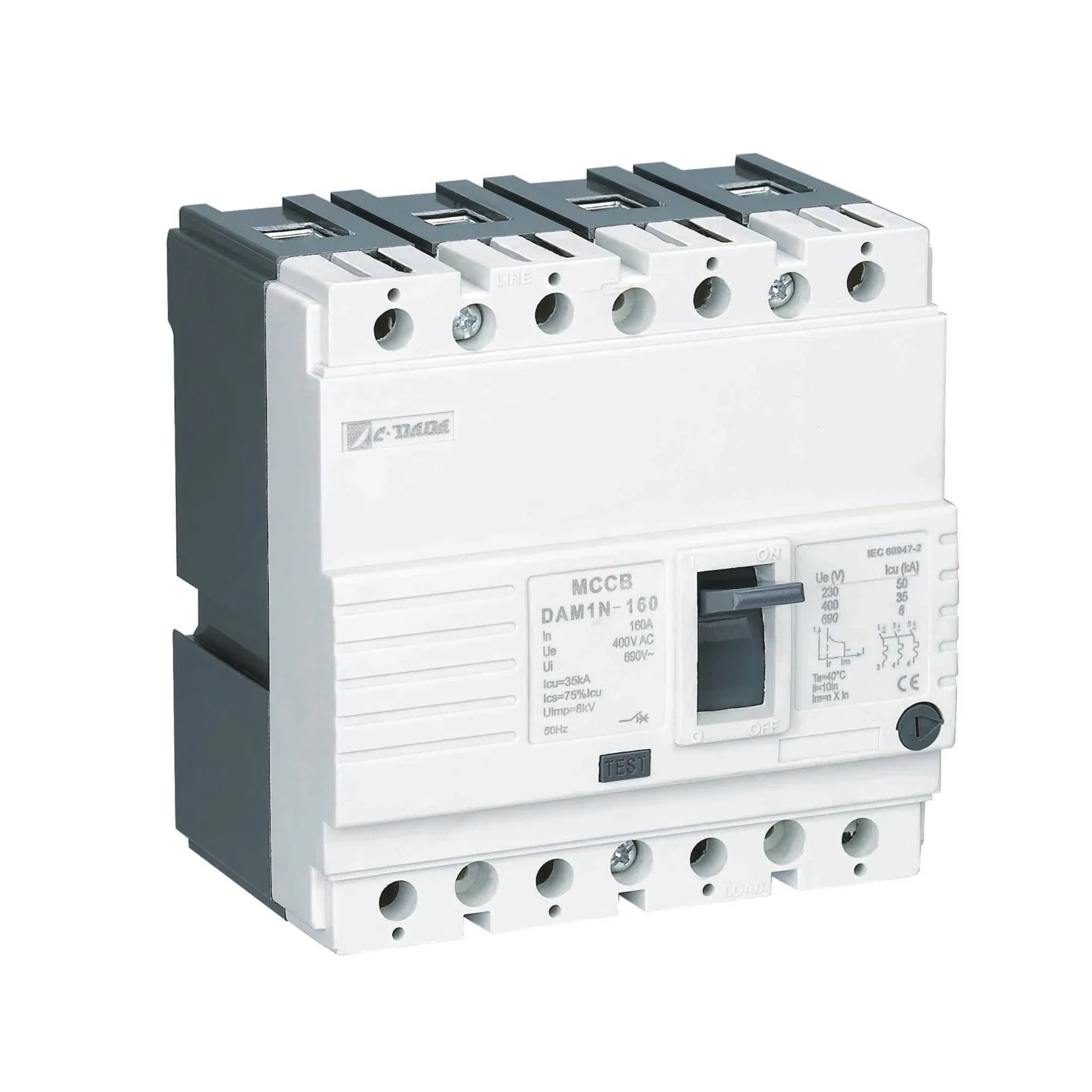 High Performance DAM1 Series MCCB Circuit Breaker with 35kA Breaking Capacity
