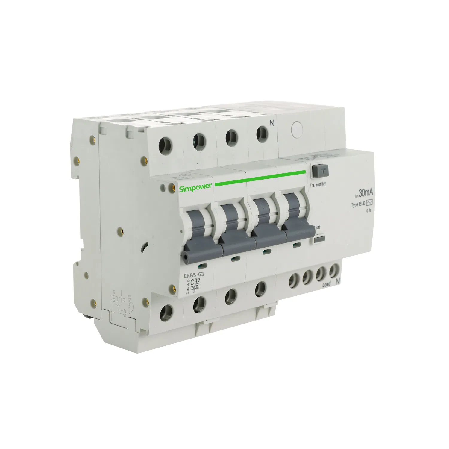 ERB5-63 Miniature Circuit Breaker 6-63A 230/400V with Overload Protection CE CCC Certified