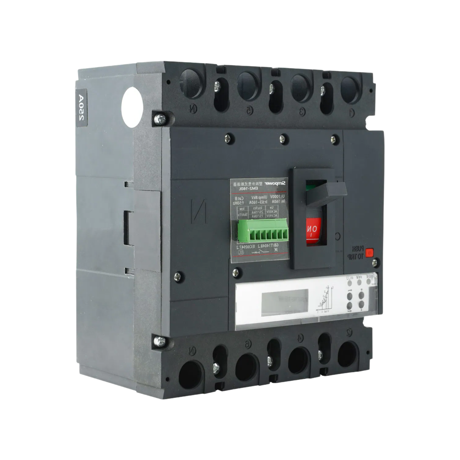 EM2-160L MCCB Circuit Breaker 125-250A 50Hz Air Arc-Extinguishing Fixed Installation