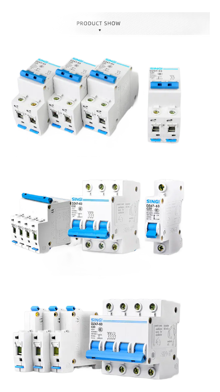 DZ47-63 CE Certified Miniature Circuit Breaker MCB for Overload and Short Circuit Protection
