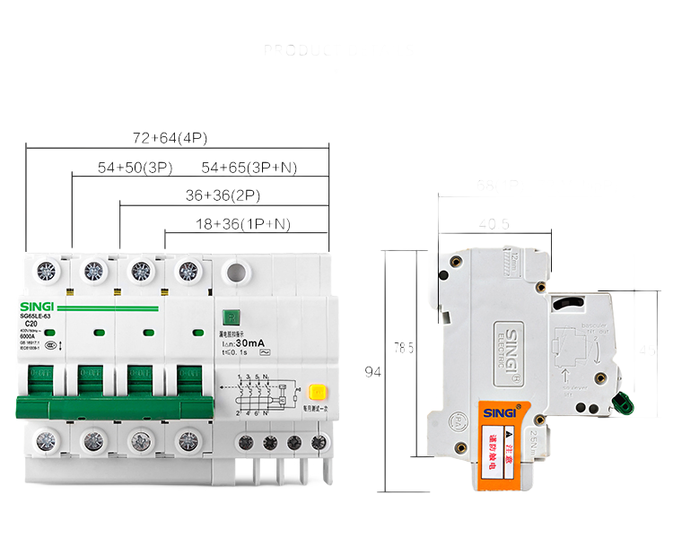 Mini Singi Electric MCB 6-63A Miniature Circuit Breaker with CB Certification for Industrial and Residential Use
