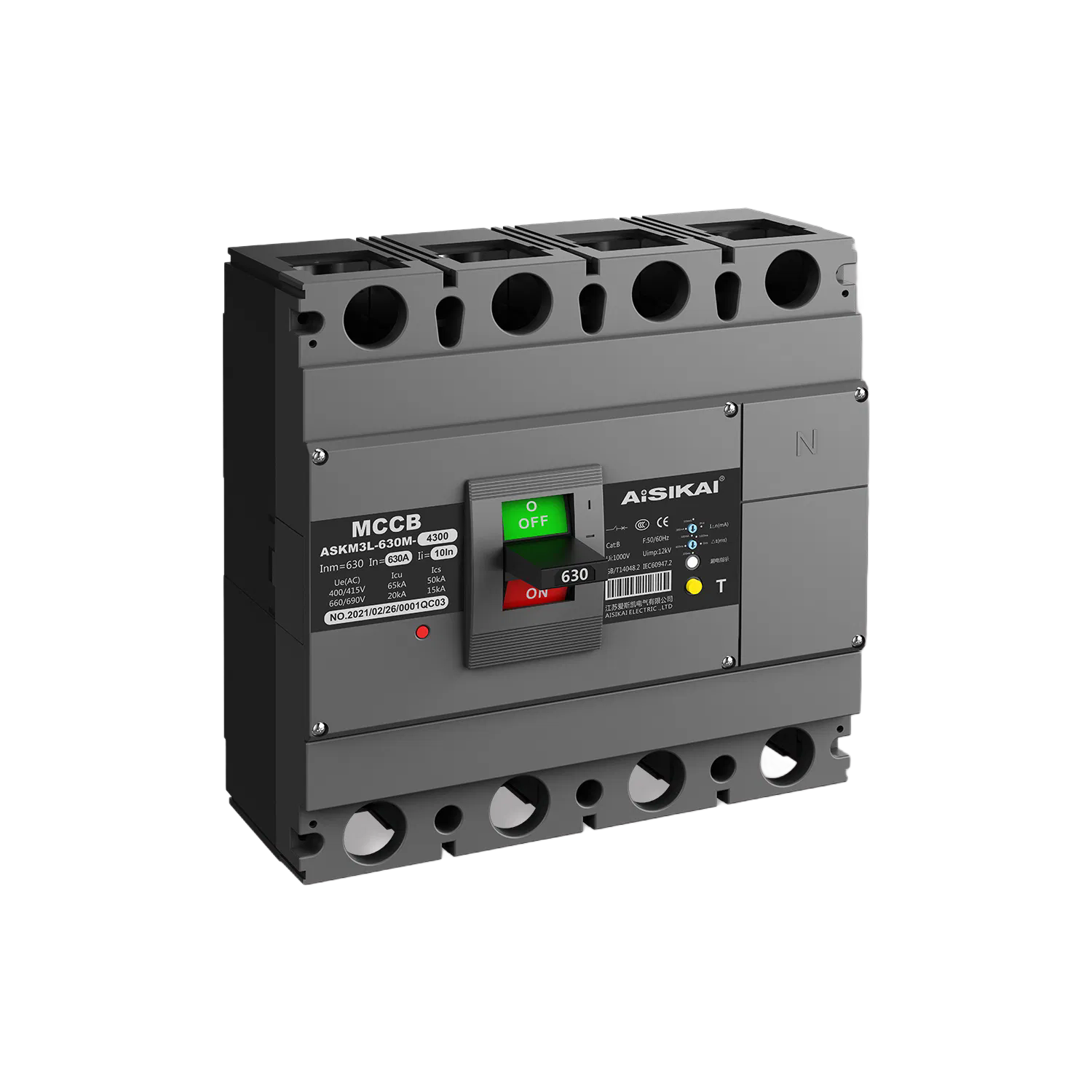 4 Pole 315A Thermomagnetic MCCB Circuit Breaker CE Certified for Industrial Power Protection