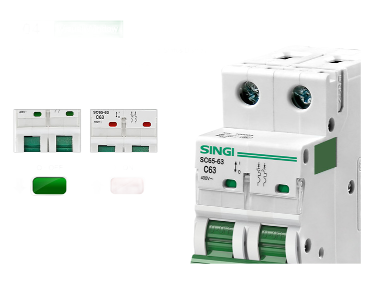 SC65-63 DIN Rail Mount Miniature Circuit Breaker with OVP Protection for Electrical Systems