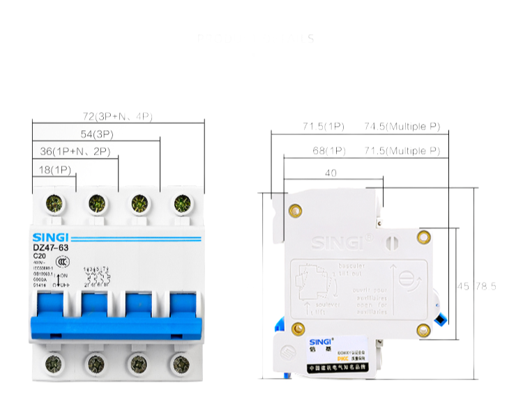 DZ47-63 Miniature Circuit Breaker MCB - CB Approved Air Switch with Overload Protection