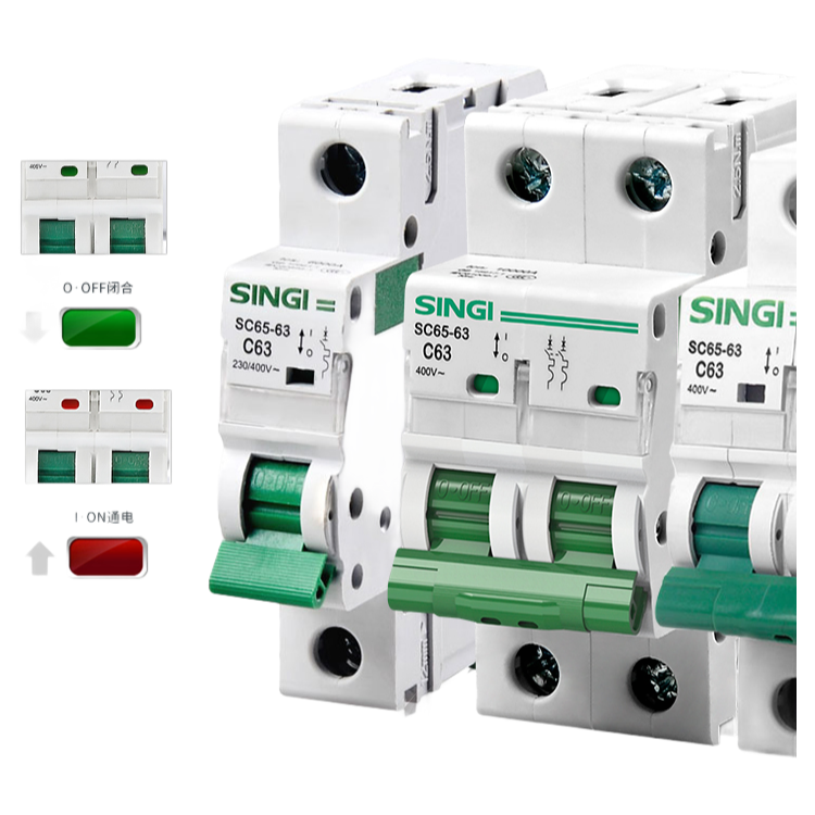 SC65-63 6-63A Single Phase Miniature Circuit Breaker MCB with Overload Protection
