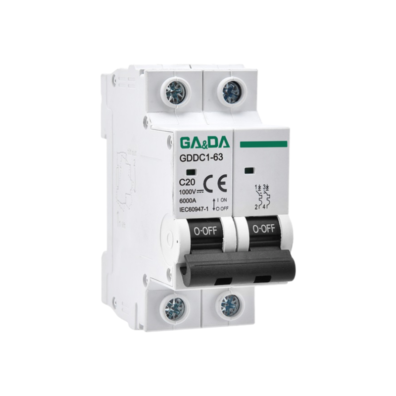 High Performance Solar System DC MCB 2 Pole Miniature Circuit Breaker for Overload Protection
