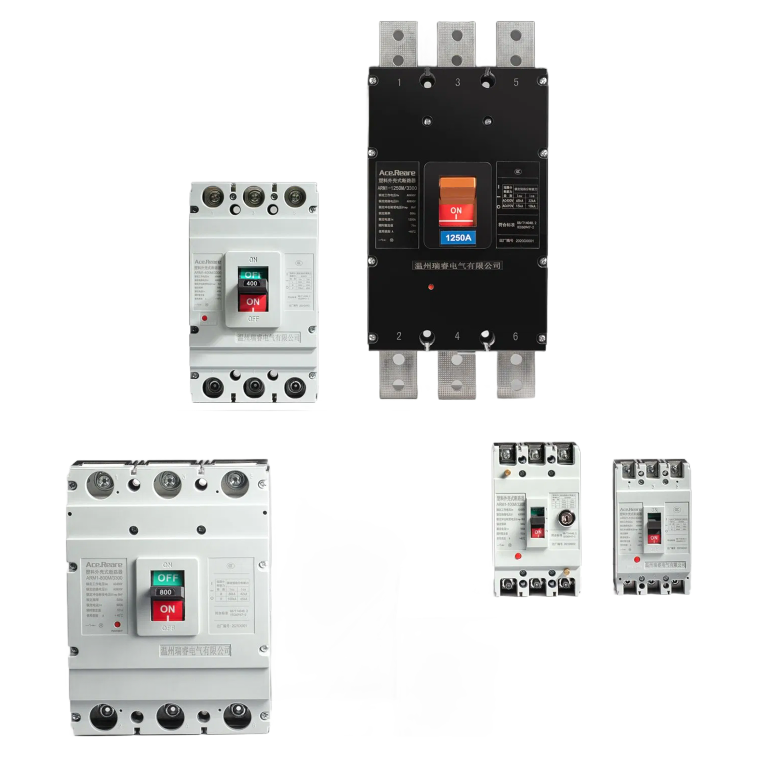 ARM1L-250A 4P Residual Current Circuit Breaker 250A Molded Case MCCB with Overcurrent Protection