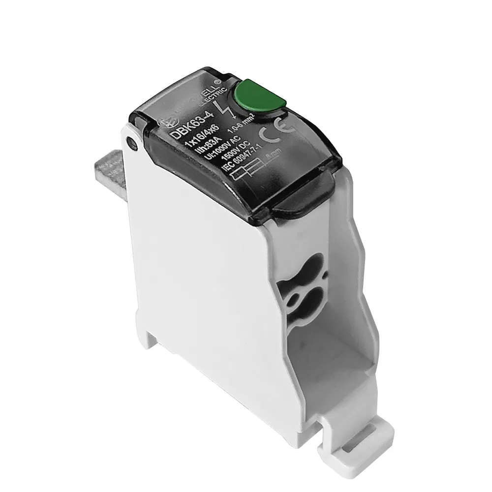 IP20 Protected CE Certified DIN Rail Distribution Terminal Block DBK63-4 for AC/DC Applications