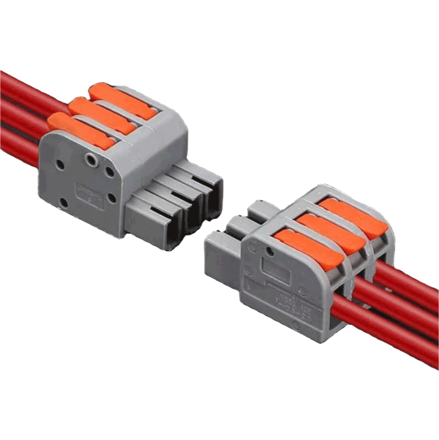 High Current 32A 250V/600V Push-in Terminal Block with 3 Pin Compact Design