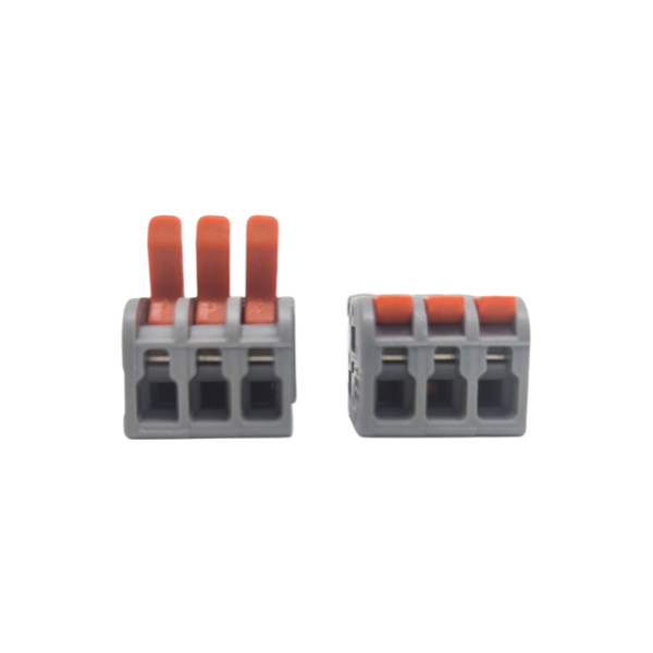 High Current 32A 250V/600V Push-in Terminal Block with 3 Pin Compact Design