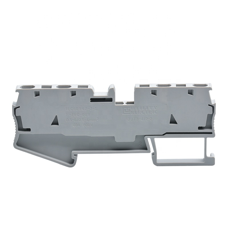 DIN Rail Mount 4 Cage Spring Terminal Blocks - 800V 40A Electrical Connectors