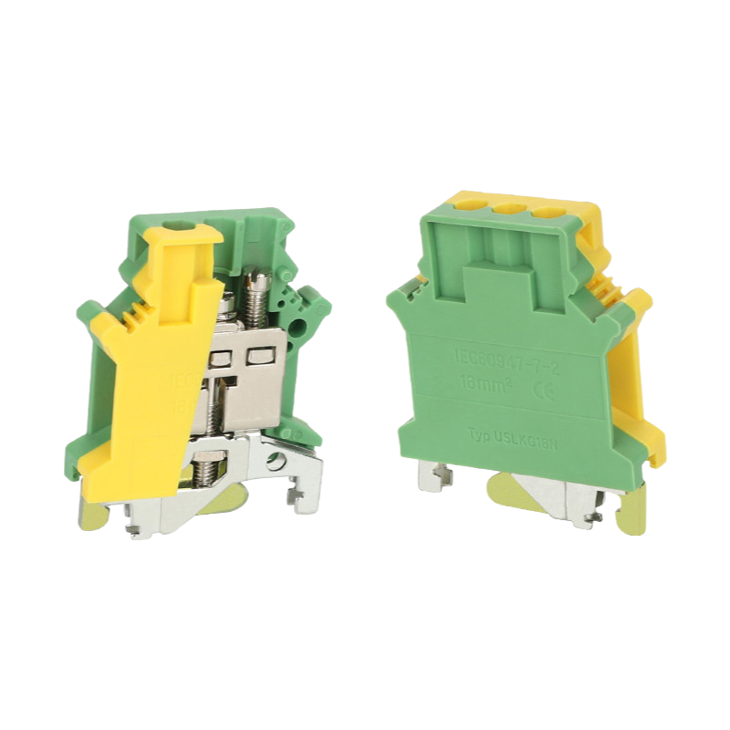 JUSLKG 16N DIN Rail Ground Terminal Block 4-16mm² Screw Clamp Electrical Connector