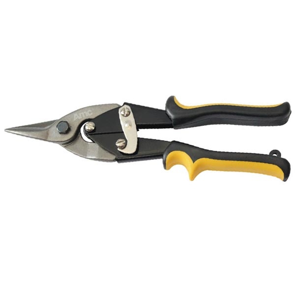 Professional Aviation Snips - 10 Inch Straight Cut Yellow Handle High Carbon Steel Shears