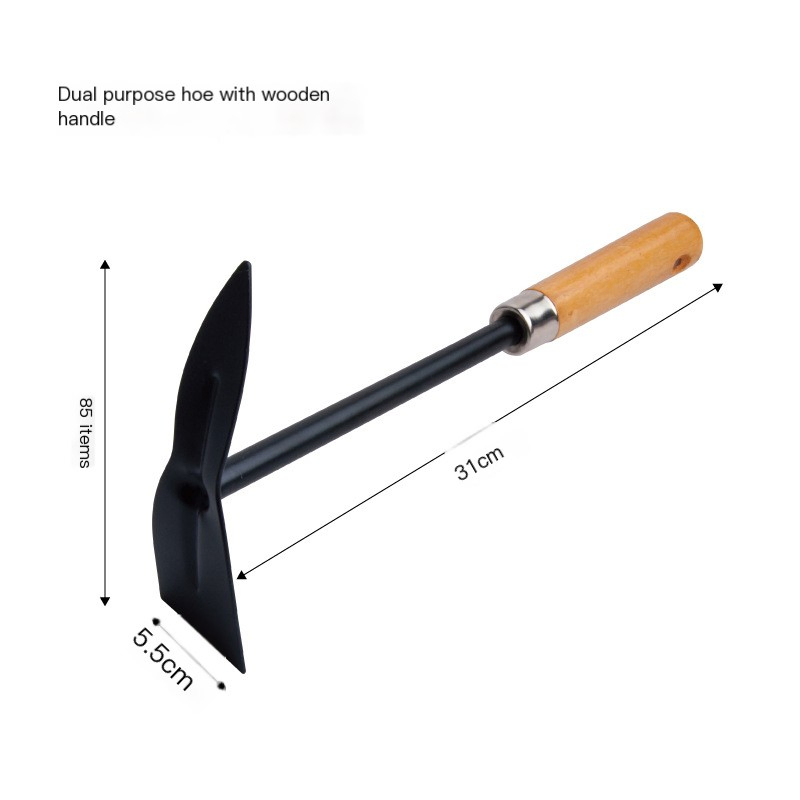 Premium Wooden Handle Garden Tools Set - Multi-Purpose Shovel, Hoe & Rake for Hand Planting
