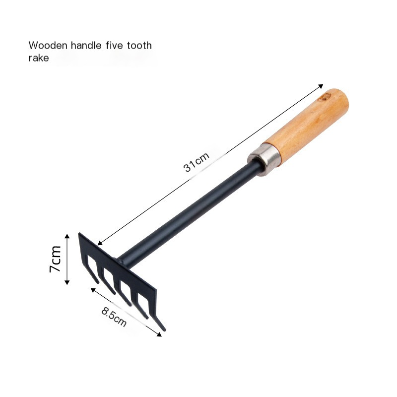 Premium Wooden Handle Garden Tools Set - Multi-Purpose Shovel, Hoe & Rake for Hand Planting