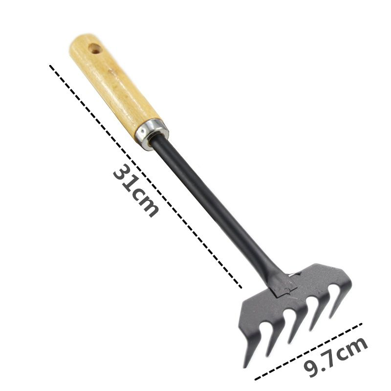 Premium Wooden Handle Garden Tools Set - Multi-Purpose Shovel, Hoe & Rake for Hand Planting