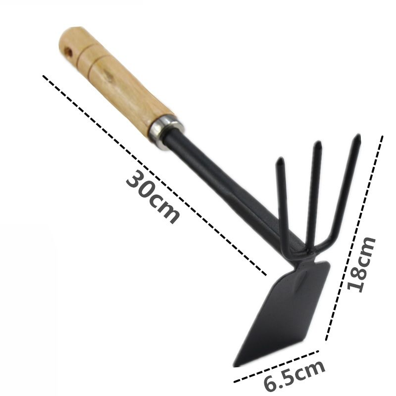 Premium Wooden Handle Garden Tools Set - Multi-Purpose Shovel, Hoe & Rake for Hand Planting