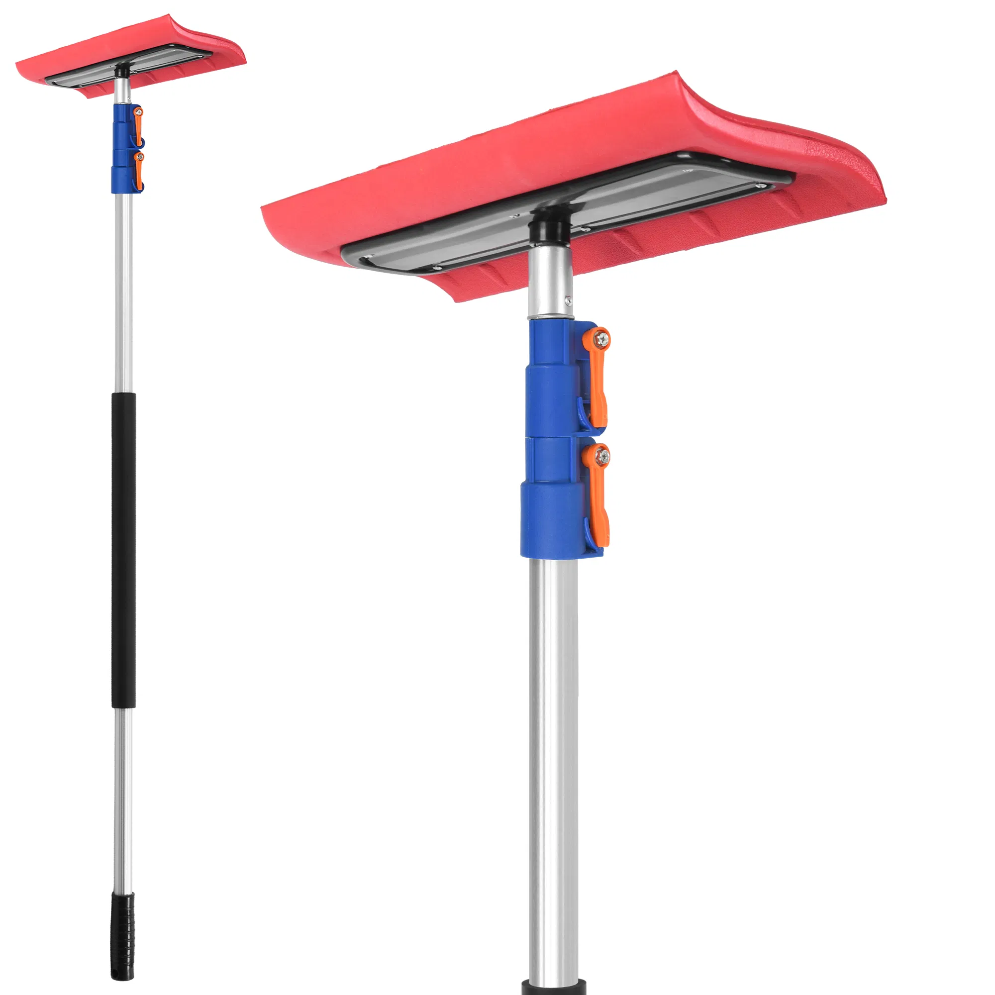 Durable Snow Pusher Shovel with Plastic Brush Head and Metal Handle - Customizable