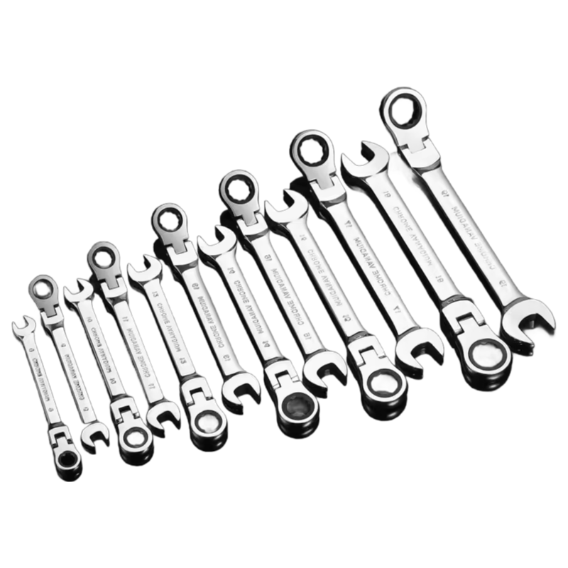 12-Piece Professional Chrome Plated Steel Wrench Set for Industrial and Home Repair