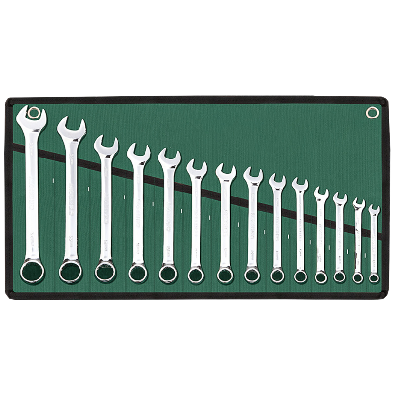 12-Piece Professional Chrome Plated Steel Wrench Set for Industrial and Home Repair