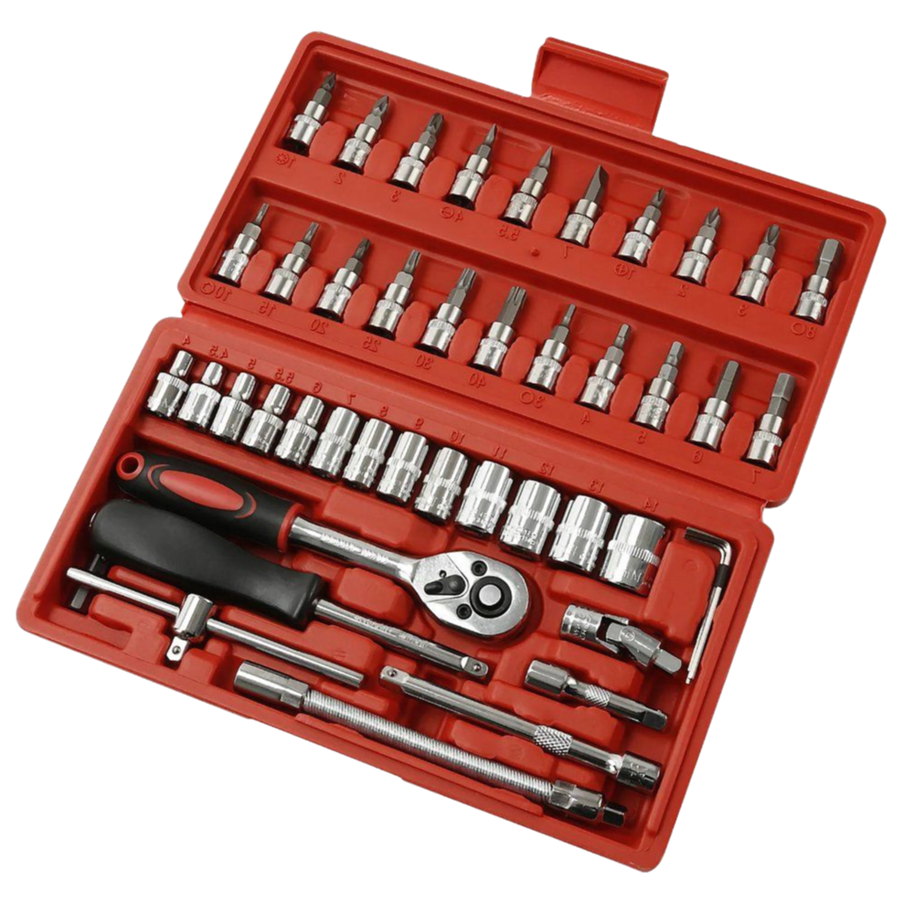 Premium 1/4 Inch Drive Socket Set with Extension Bars and Universal Joint for Mechanics