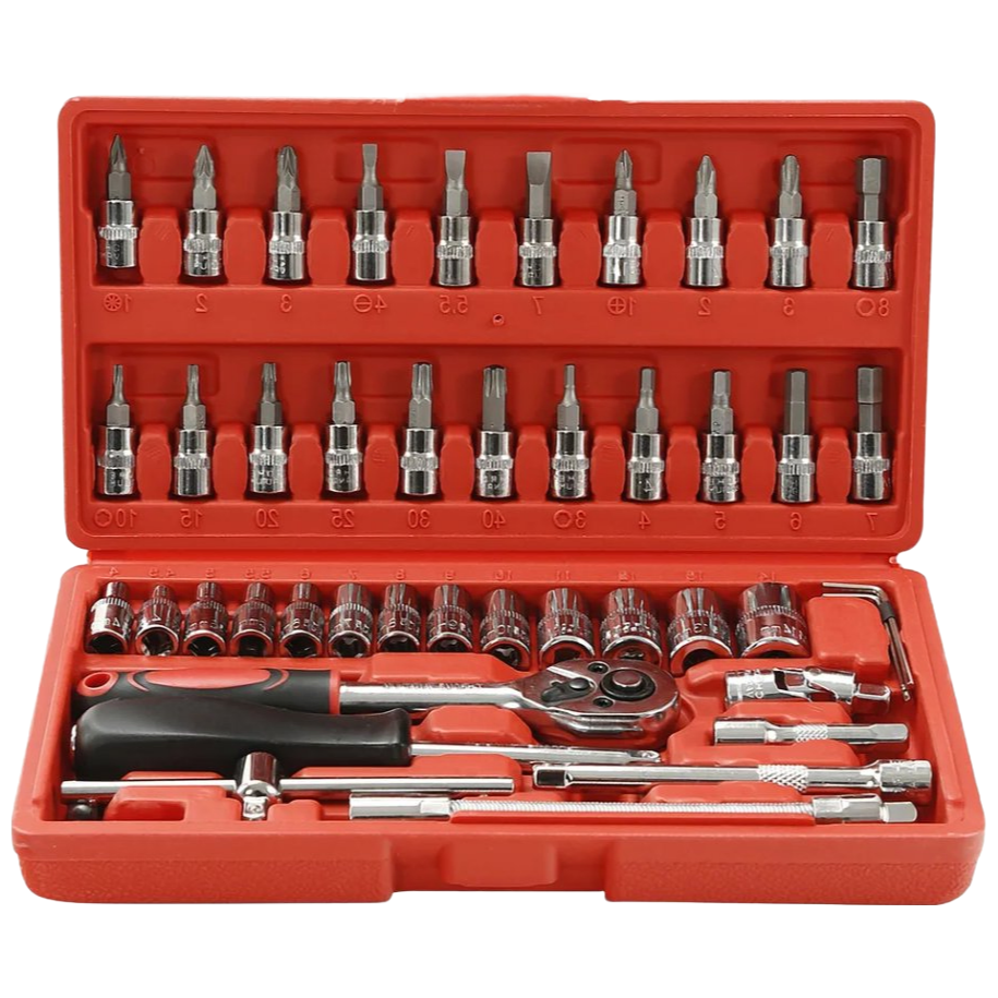 Premium 1/4 Inch Drive Socket Set with Extension Bars and Universal Joint for Mechanics