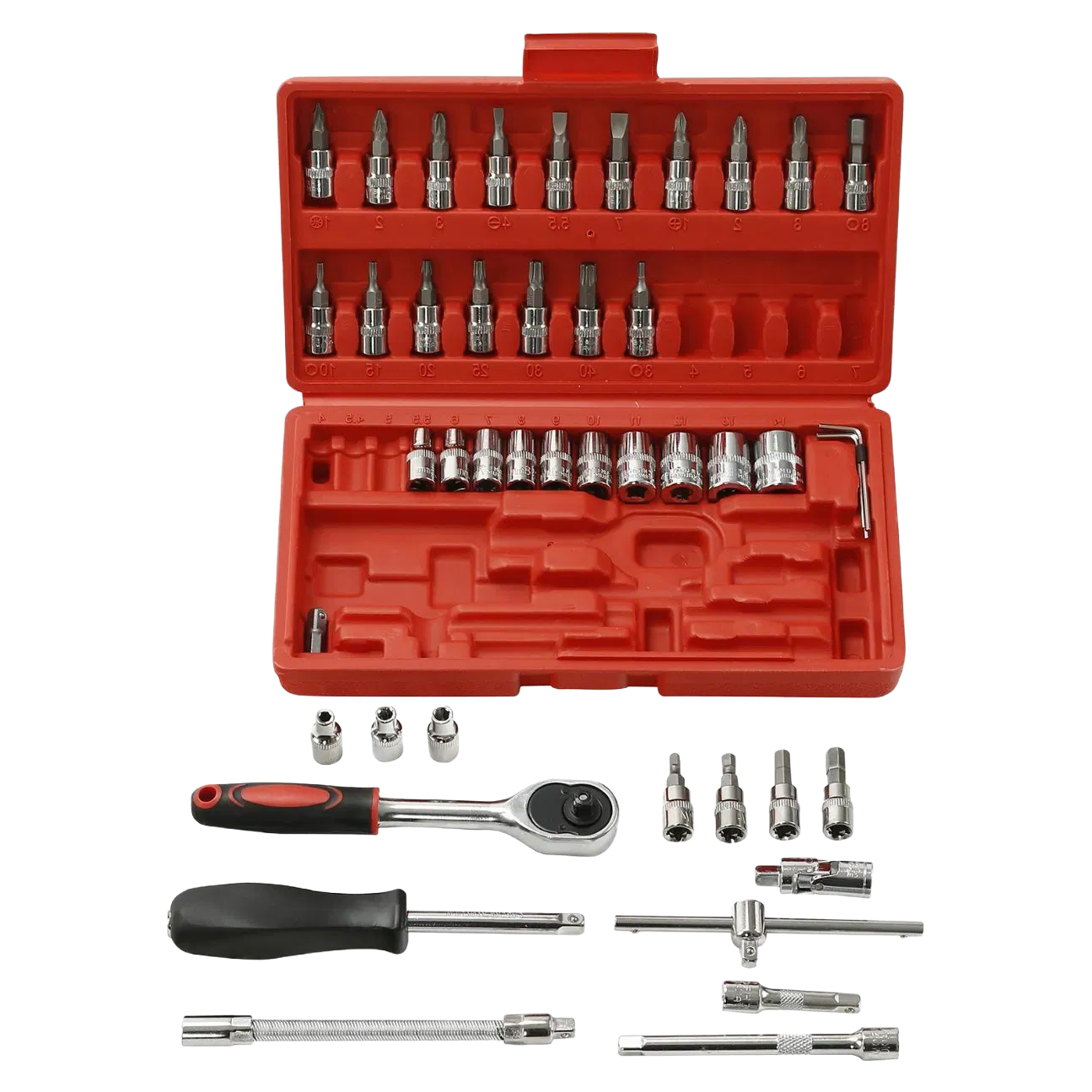 Premium 1/4 Inch Drive Socket Set with Extension Bars and Universal Joint for Mechanics