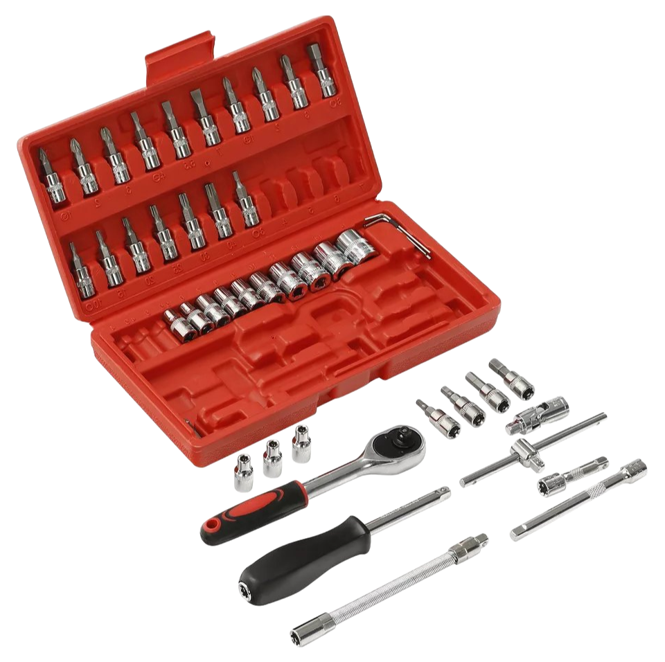 Premium 1/4 Inch Drive Socket Set with Extension Bars and Universal Joint for Mechanics