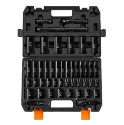 Heavy Duty 1/2" Impact Socket Set 35pc SAE 3/8"-1-1/4" Metric 8-24mm for Mechanics
