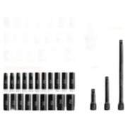 Heavy Duty 1/2" Impact Socket Set 35pc SAE 3/8"-1-1/4" Metric 8-24mm for Mechanics