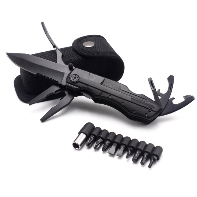 OEM Black Steel Folding Camping Knife - Portable Survival Tool for Outdoor Adventures