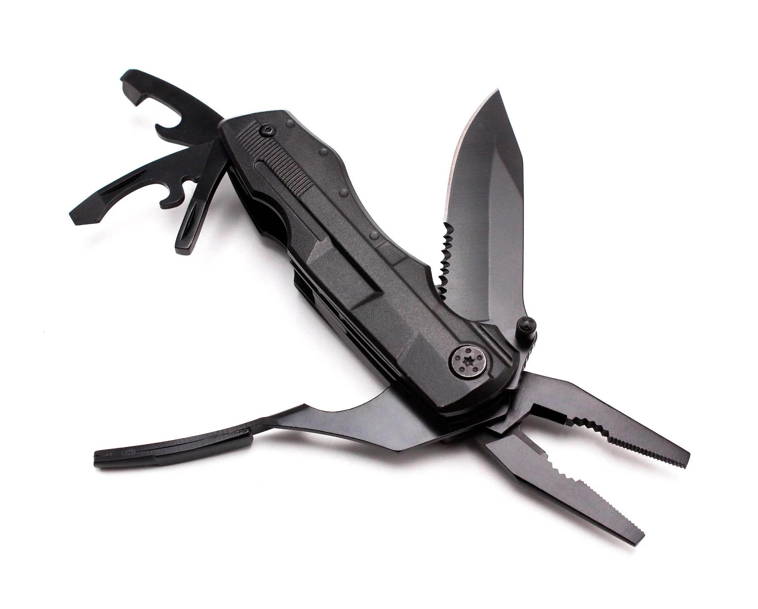 OEM Black Steel Folding Camping Knife - Portable Survival Tool for Outdoor Adventures
