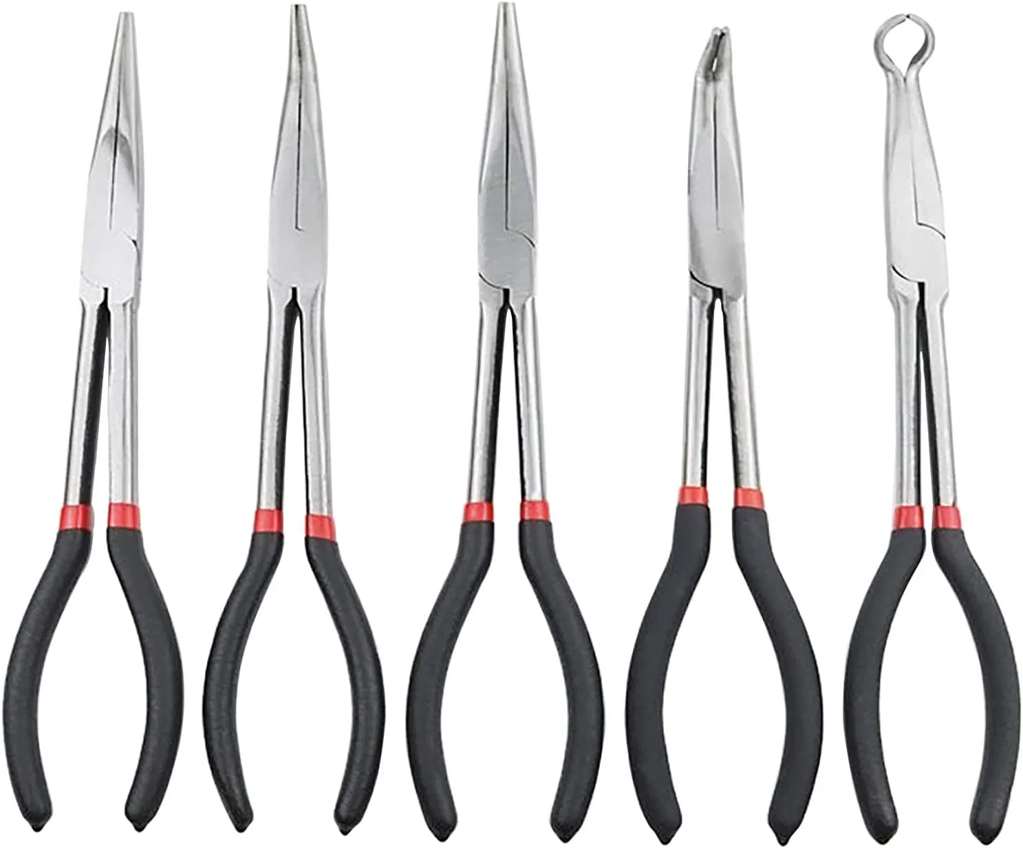 Professional 5-Piece 11-Inch Long Needle Nose Pliers Set for DIY and Industrial Use