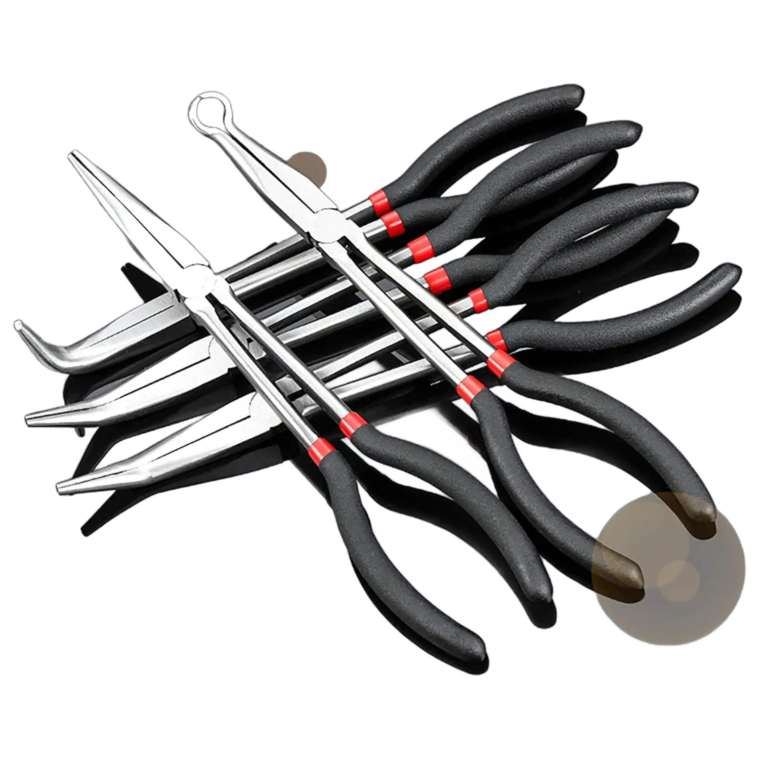 Professional 5-Piece 11-Inch Long Needle Nose Pliers Set for DIY and Industrial Use