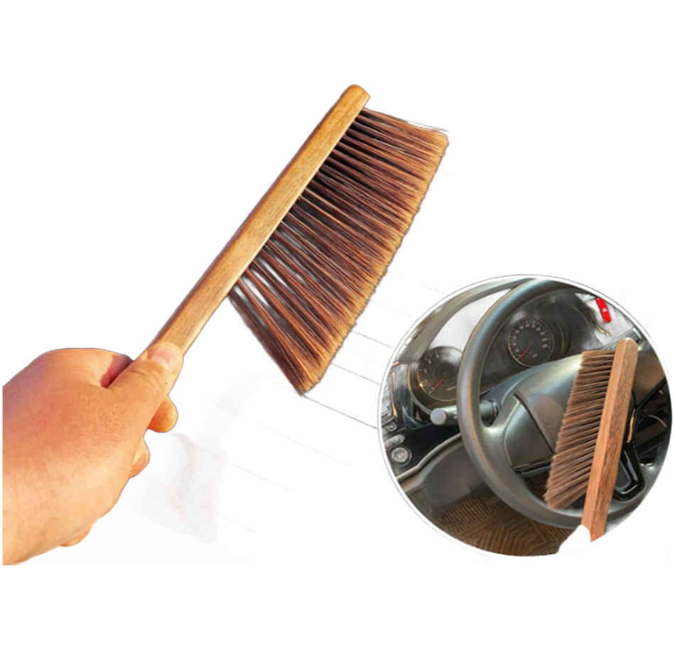 Soft Bristle Hand Broom Cleaning Brush - Dusting Brush for Bed, Furniture & Car Detailing