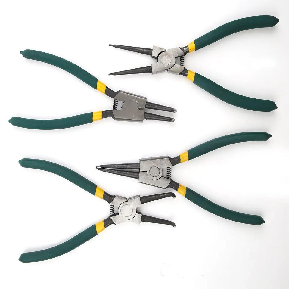 Professional 7-Inch CR-V Snap Ring Pliers Set - 4PC Internal/External Circlip Pliers for Automotive Repair