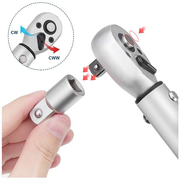 3/8" Adjustable Ratchet Torque Wrench 3-25N.m 10-60N.m for Bicycle Motorcycle Repair
