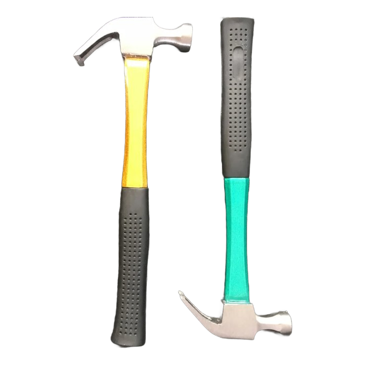 Professional English Conical Claw Hammer with Semi-Plastic Coated Handle - Heavy Duty Sand Polished Steel Construction