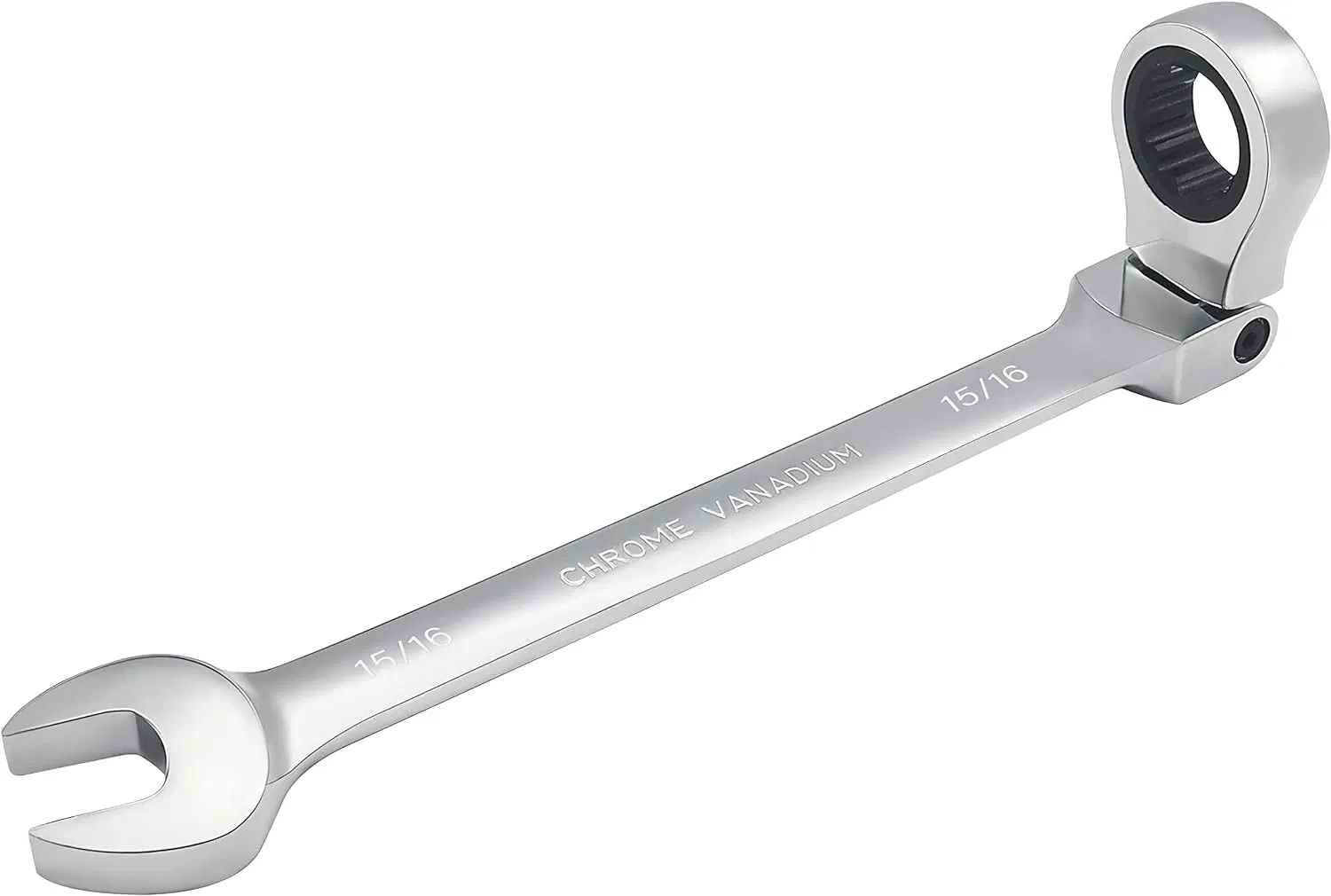 15/16 Inch SAE Flex-Head Ratcheting Combination Wrench - 72 Teeth 12 Point Ratchet Box End & Open End Spanner Tool